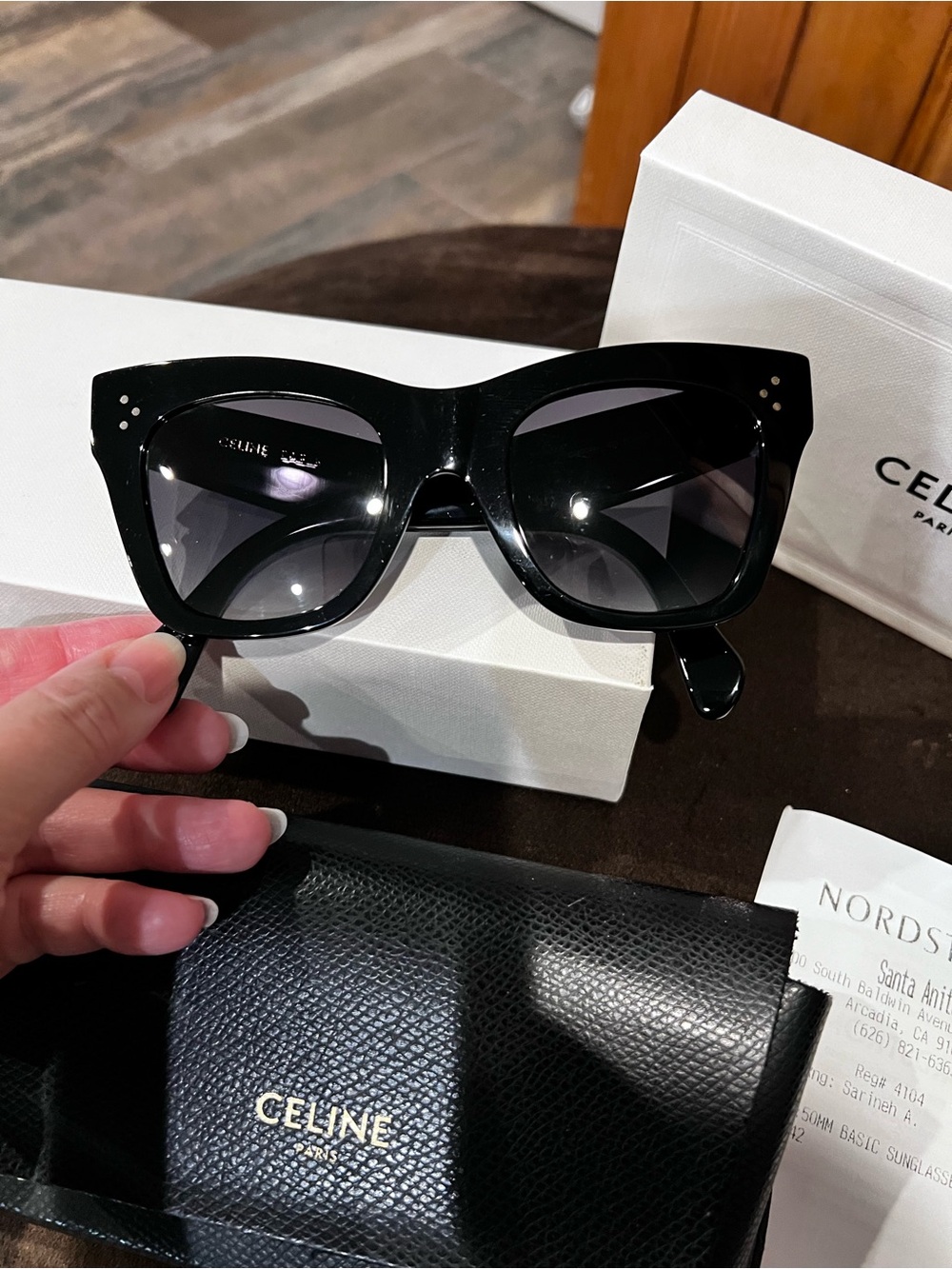 Celine Black Oversized Square Cat-Eye Sunglasses 50MM
